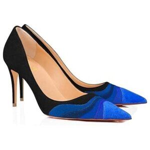 FOWT Women Kitten Heels Pumps High Heel Pointed Toe Pump Slip-on Rainbow Shoes